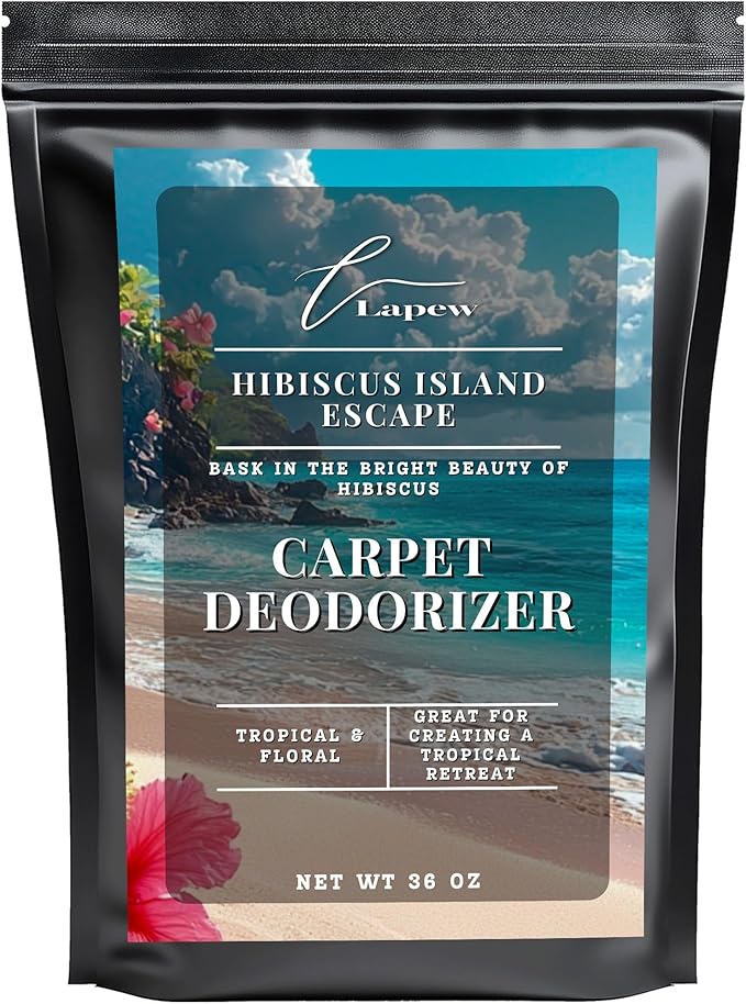 Lapew Hibiscus Island Carpet Deodorizer Powder - Pet Safe Freshener for Vacuuming | Scented Odor Eliminator for Home | 36 oz