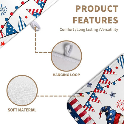 4th of July Gnomes Dish Drying Mat Patriotic Gnome Large Kitchen Mat Dish Drying Pad Absorbent Dish Dryer Mat for Kitchen Countertops Microfiber Drainer Pad Dish Drying Rack Mat (18x24 in)