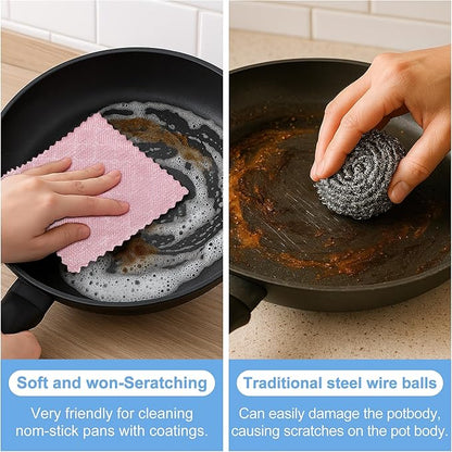 Aidoclip Non-Scratch Steel Wool Dishcloth - 5PC Set, Multi-Use Kitchen Scrubbers, Durable Cleaning Pads for Wet & Dry Use Grey (12pcs)