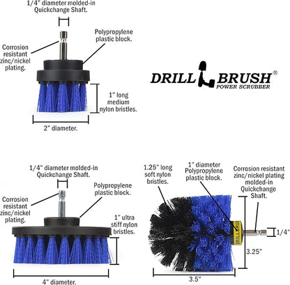 Drillbrush Boat Accessories – Kayak Cleaning Kit – Boat Cleaning Brush Kit – Marine Scrub Brush Attachment for Drill – Rotary Brushes for Boats – Motorized Hull Power Scrubber Set - Hull Cleaner Set