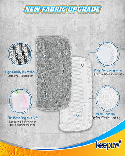 KEEPOW 5 Pack Steam Mop Replacement Pads Compatible with GorFanty Steam Mop Model GF-6610B/GF-6610, Washable and Reusable Microfiber Mop Replacement Pads Highly Absorbent for Multi-Surface