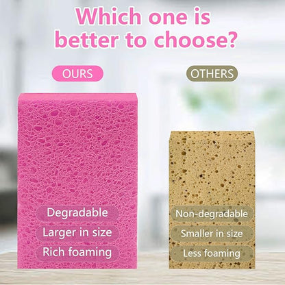 Cellulose Sponges, Large Size 4" x 6" x 1" - Heavy Duty Scrub Kitchen Sponge, Clean Tough Messes Without Scratching Kitchen Cleaning Pads, Pop Up Eco DIY (6 Pack), Pink