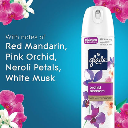 Glade Air Freshener Room Spray, Orchid Blossom Scent, Odor Fighting to Deliver Long Lasting Freshness, 7.3 Oz, 6 Count