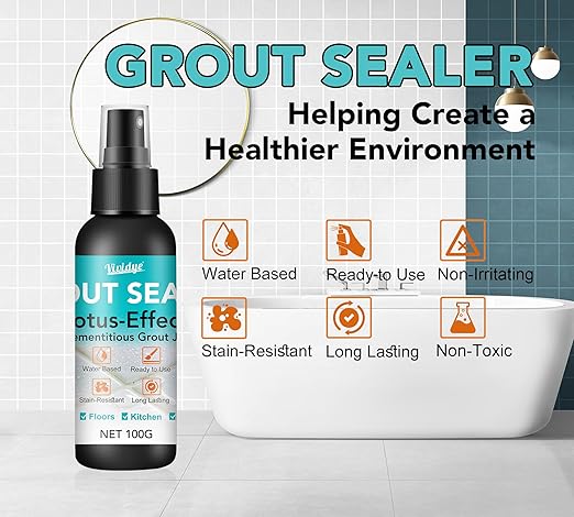 Grout Sealer, 7oz/200g Waterproof Grout Sealant Spray with Squeeze Tip, 100% Safe Grouts Repair Kit for Shower, Bathroom, Floors, Clear Tile Sealer Protector for Ceramic, Marble, Granite & Stone﻿