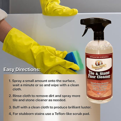Parker & Bailey Tile & Stone Cleaner - Granite Countertop Kitchen Island Cleaning Spray Marble Tile Slate Quartz Daily Granite Bathroom Counter - 32 oz