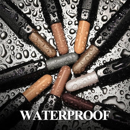 Neutral Eyeshadow Stick Makeup 6PCS Set, Metallic Shimmer Matte Cream Eye Shadow Eyeliner Brightener Pencil Crayon - BROWN LATTE