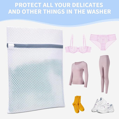 Laundry Bags Mesh Wash Bags with Strong Zipper, Upgraded Honeycomb and Fine Mesh Design Delicate Laundry Bag for College,Dorm,Storage(12X16IN, 6PCS)
