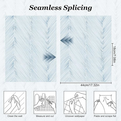 Modern Peel and Stick Wallpaper Boho Blue Contact Paper 17.3"x 200" Self-Adhesive Waterproof Neutral Wallpaper Vinyl Roll for Bathroom Bedroom Cabinets Décor