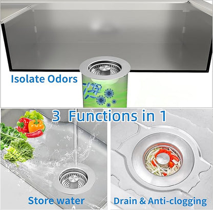 Sink Drain Strainer - Sink Stopper for Kitchen Drain,3 in 1 Kitchen Sink Drain Strainer with Anti Clogging Basket, Easy to Install Kitchen Sink Stopper for US Standard 3-1/2” Drain Hole
