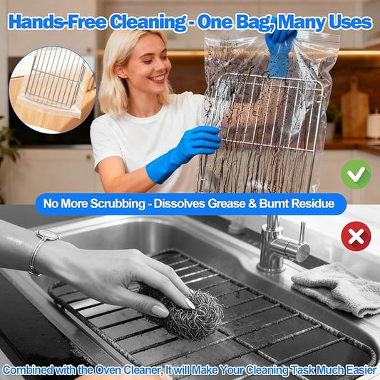 Palksky Oven Rack Cleaning Bags, Heavy Duty No Scrub Oven Rack Cleaning Bags, Reusable Leak-Resistant PE Bags for Deep Soaking Grill Grates, BBQ Racks, No Cleaner Included, 5 Pack