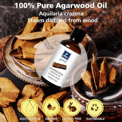 GM Gumili Agarwood Sandalwood Essential Oils for Perfume Candles Soaps Yoga Meditation Massage Diffuser - 2 OZ, Pack of 2