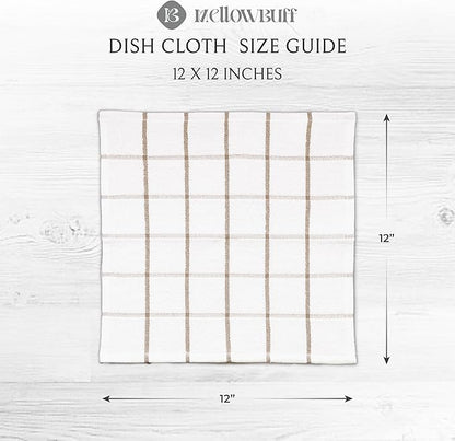 100% Cotton Terry Dish Cloth & Dish Towel, 6 Pack, Super Soft and Absorbent Kitchen Towels, Perfect for Kitchen Cleaning and Dish Washing (TAN (DT and DC Combo))