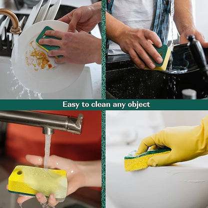 Kitchen Sponges 12 Pack | Dual-Sided Heavy Duty Non-Scratch Scrub | Sponges, Multipurpose Dishwashing & Cleaning Sponges, Highly Absorbent, Quick-Dry, Odor-Free, Dishwasher Safe, Household Cleaning