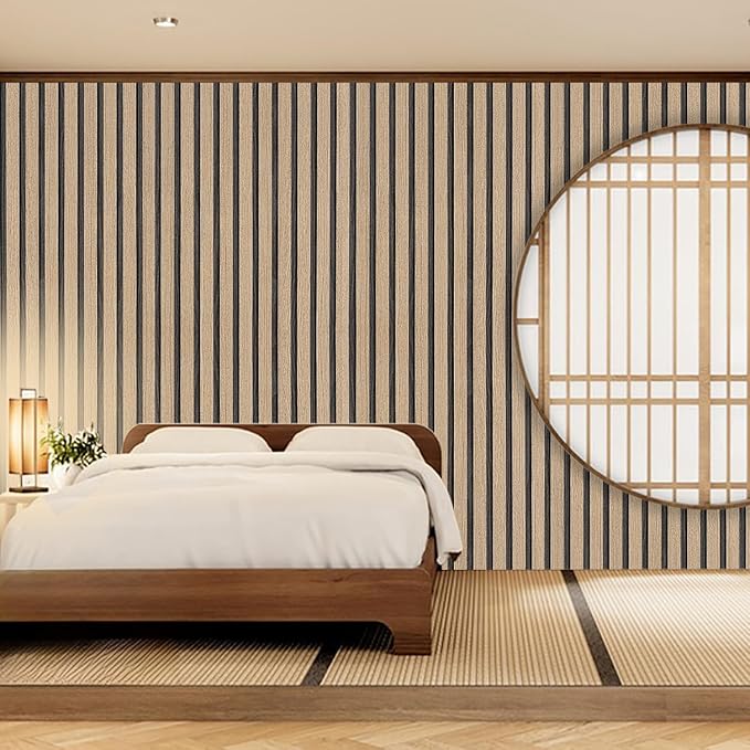 Wood Slat Wallpaper Peel and Stick - 23.6'' x 120'' Self Adhesive Contact Paper for Walls Wood Panels for Wall, Wall Panel, Peel and Stick for Easy DIY Wall Decor (Brown)