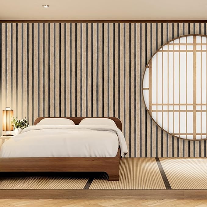 Wood Slat Wallpaper Peel and Stick - 23.6'' x 200'' Self Adhesive Contact Paper for Walls Wood Panels for Wall, Wall Panel, Peel and Stick for Easy DIY Wall Decor (Brown)