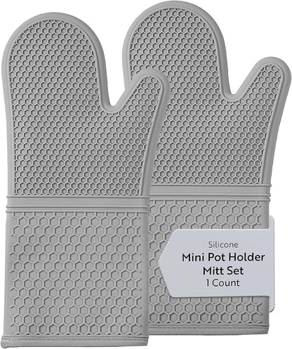 Restaurantware 2-Piece Silicone Oven Mitts Set 1 Case of 13.98 x 7.28 x 1.57 Inches Cotton Lined Heat Resistant Gloves, Slip-Resistant Waterproof Oven Gloves, Gray Cooking Mitts for Baking and BBQ