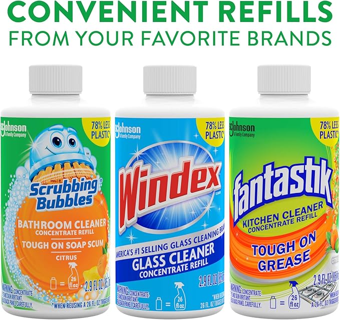 Scrubbing Bubbles Multi Surface Bathroom Cleaner Concentrate, Two 2.9 oz Concentrated Refill Bottles