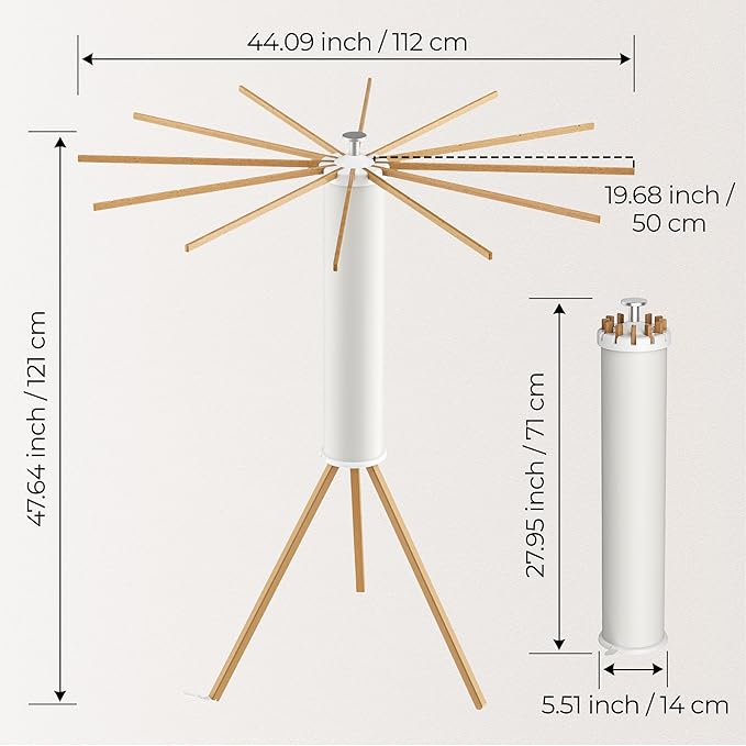 SUNOUTLY Tripod Clothes Drying Rack, Garment Rack Portable and Foldable Space Saving Laundry Drying Rack - Dryer Rack Clothing Floor Folding Balcony Bedroom Household