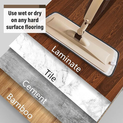Mops for Floor Cleaning, 50 inch Spray Mop with 400ml Refillable Bottle and 2 Replacement Pads Dry Wet FloorCleaning Household or Commercial Use for Hardwood Laminate Tile Ceramic (Brown)