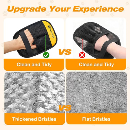 NSVNSV Pet Hair Removal Glove for Cats Dogs, Washable Reusable Animal Fur Removal Tool, Hair Retention Powerful Cat Grooming Gloves for Couch, Furniture, Carpet, Car Seat, Ease of Use