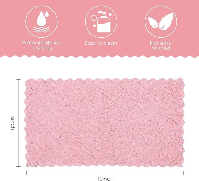 22 Pack Kitchen Dish Cloths, Reusable Dish Towels, Nonstick Oil Washable Fast Drying, Super Absorbent Coral Velvet Cleaning Cloths for Cleaning Tableware, Kitchen, Bathroom (Purple-grey10" x 6")