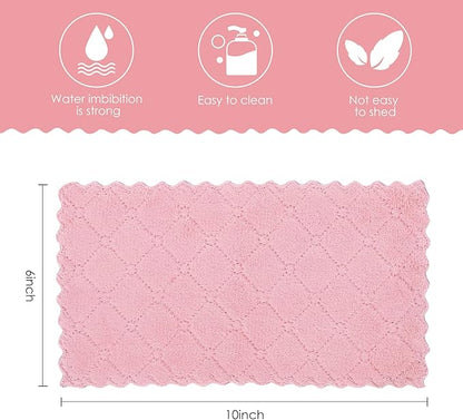 22 Pack Kitchen Dish Cloths, Reusable Dish Towels, Nonstick Oil Washable Fast Drying, Super Absorbent Coral Velvet Cleaning Cloths for Cleaning Tableware, Kitchen, Bathroom (Purple-grey10" x 6")