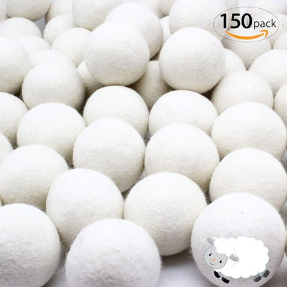 Wooland Wholesale Bulk Laundry XL Premium Wool Dryer Balls - 100% New Zealand Organic Wool Natural Fabric Softener for Sensitive Skin, Babies (150 Count)