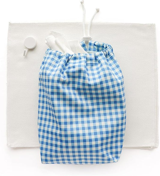 Esembly Paperless Towel Roll - Reusable Kitchen Towels 12-Pack Washable Cotton with Laundry Bag & Hook - Zero-Waste, Absorbent, Washable - Gingham