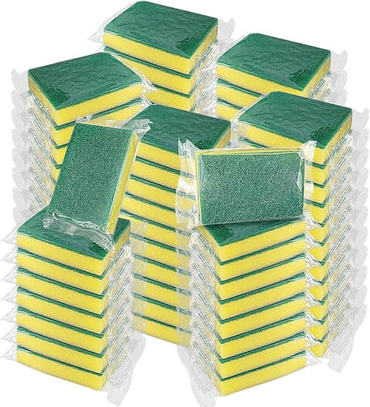1000 Pack Individually Wrapped Sponges for Cleaning Dishes - Bulk Case of Small Mini Kitchen Scrub Non-Scratch Scrubbers