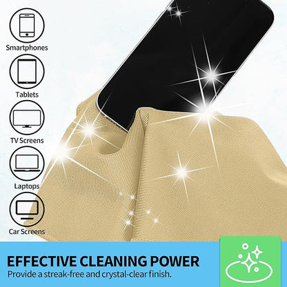 HOMERHYME Microfiber Cleaning Cloth, 12 Pack Window Glasses Cleaning Cloth, Reusable Lint-Free Streak Free Polishing Cloth Wipes for Stainless Steel, Eyeglass, Mirror, Screen & Lense,12"*12" Beige