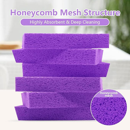 Cellulose Sponges, Large Size 4" x 6" x 1" - Heavy Duty Scrub Kitchen Sponge, Clean Tough Messes Without Scratching Kitchen Cleaning Pads, Pop Up Eco DIY (6 Pack), Purple