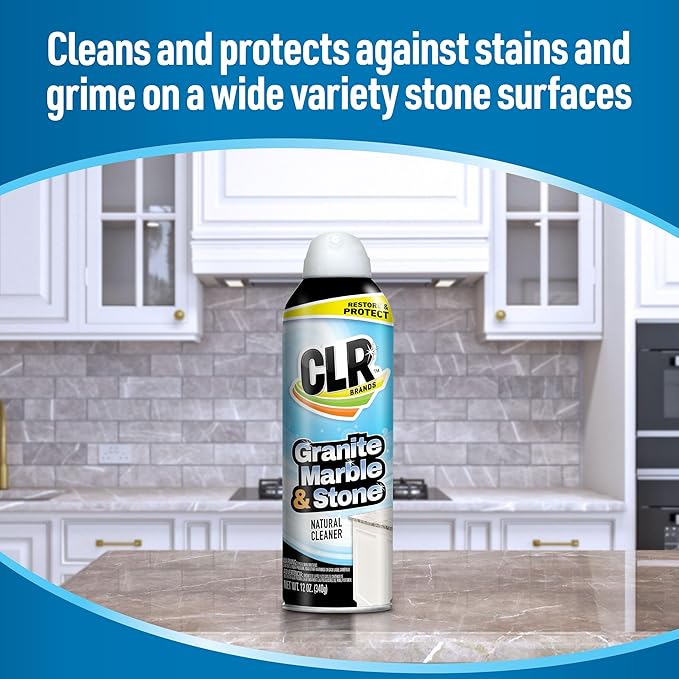 CLR Stone, Marble and Granite Cleaner - Cleans, Shines and Protects Against Spills, Food Stains, Dirt and Grime - 12 Ounce Spray Can