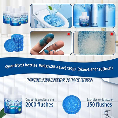 Toilet Bowl Cleaners, 3 Pack Toilet Cleaner, Automatic Long Lasting Continuous Toilet Bowl Cleaner, Prevent Stain Build Up Deep Clean, Each Pack for About 3 Months' Supply, Blue
