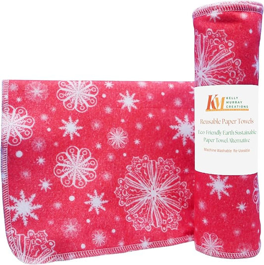 Pack of 10 Reusable Paper Towels | 10x10 Inch Cotton Towels | Kitchen Utensils Print | Eco Friendly, Washable, Quick Drying | Sustainable Cleaning Cloths | Holiday