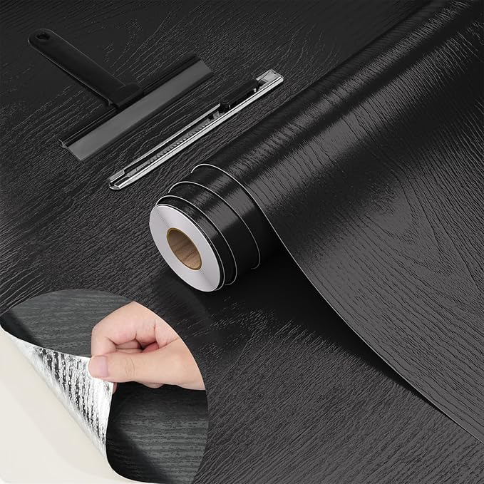 WADILE Peel and Stick Wood Grain Wallpaper 15.7"x196.8" Waterproof Self Adhesive Contact Paper for Kitchen Backsplash Countertops Furniture Cabinets Walls – Removable Vinyl with Free Knife & Squeegee