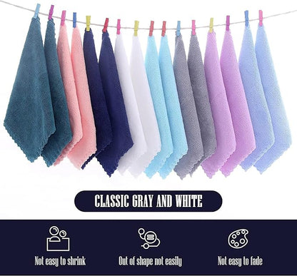 16 Pack Baby Washcloths burp cloths - 20" x 10" - Luxury Multicolor Coral Fleece - Extra Absorbent and Soft Wash Clothes for Newborns, Infants and Toddlers - Suitable for Sensitive Skin and New Born