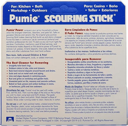 PUMIE Heavy Duty Pumice Scouring Stick, Extra Strong Pumice Cleaning Stone for Tough Bathroom, Kitchen Stains & Grills, Scouring Stick for Cleaning Toilet Rings Stain & Hard Water Rings - (Pack of 18)