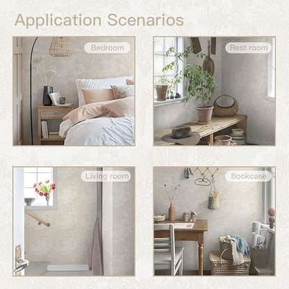 Heroad Peel and Stick Wallpaper Beige Neutral Vintage Forest Animals Floral Wallpaper Removable Self-Adhesive Contact Paper for Bedroom Living Room Cabinets Decoration Thicken Vinyl 17.3" x 393"