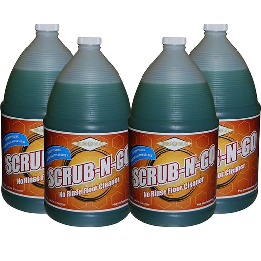 Sun-Glo SCRUB-N-GO - Bio-Enzymatic Multi-Surface Cleaner, No Rinse for Floor Cleaner, Grout Cleaner, and Tile Cleaner, Ideal for Kitchen Cleaner - 4x1 Gallon Case