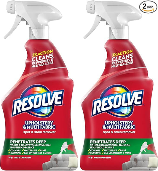 Resolve Carpet_Cleaner Multi-Fabric_Cleaner and Upholstery Stain Remover, Carpet Cleaner Spray, 22 fl oz (Pack of 2)