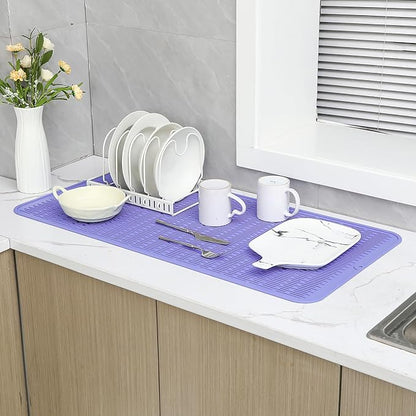 MicoYang Silicone Dish Drying Mat for Multiple Usage,Easy clean,Eco-friendly,Heat-resistant Silicone Mat for Kitchen Counter or Sink,Refrigerator or Drawer Liner Light Purple 5XL 36inches x 18inches