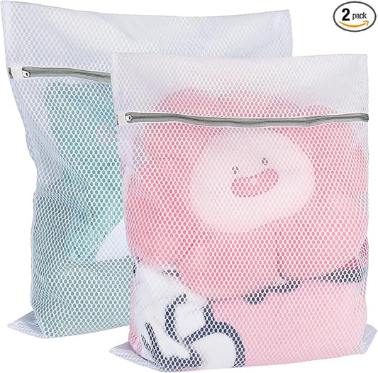 Vivifying XL Large Mesh Laundry Bags, 2 Pack 20 x 24 Inches Honeycomb Mesh Wash Bags for Washing Machine, Delicates Clothes, Sweater, Coats, Stuffed Toys, Blanket (White)