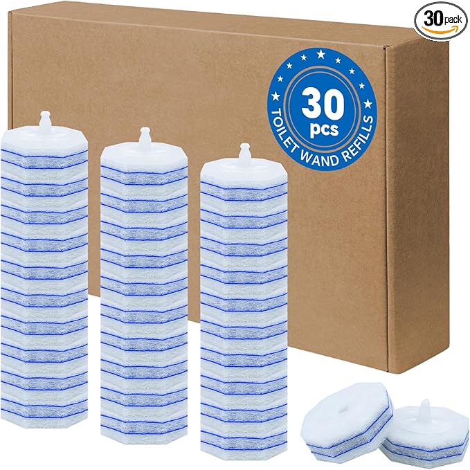30 Toilet Wand Refills Fits for Clorox Toilet Wand, Upgrade 3-Layer Disposable Bowl Cleaner Refills for Bathroom Cleaning, 3X Cleaning Power, No Falling Apart