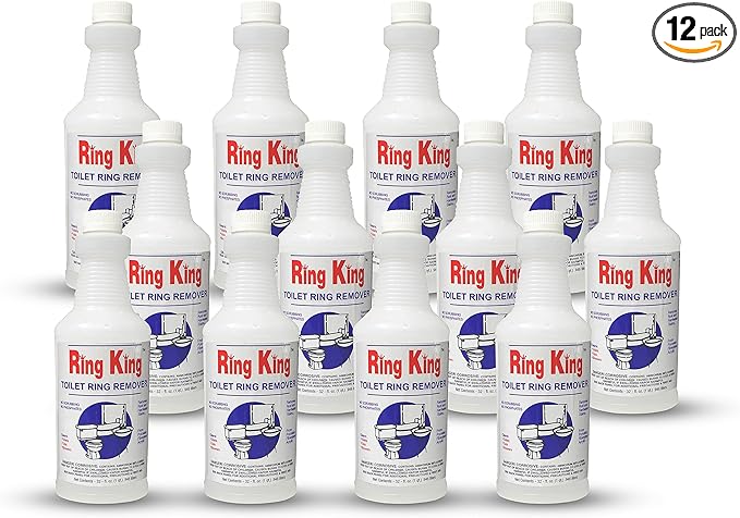 Amazon Brand - Ring King Toilet Bowl Cleaners | Pack Of 12 Toilet Bowl Cleaner Liquid 32oz Fast Acting Bathroom Cleaner For Calcium, Water, Rust, Red Clay & Lime Stains – No Scrubbing