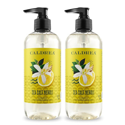 Caldrea Hand Wash Soap, Aloe Vera Gel, Olive Oil and Essential Oils to Cleanse and Condition, Sea Salt Neroli, 10.8 oz, 2 Pack