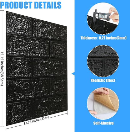 20 Pack 3D Wall Panels Peel and Stick, Waterproof Foam Stone 3D Wallpaper, Self Adhesive Foam Wallpaper for Bedroom Bathroom Kitchen (13.7 * 15.1in)
