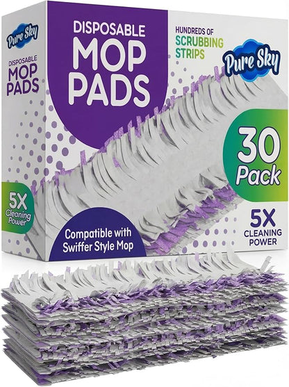 30 Pack Power Mop Refills, Pads for Swiffer PowerMop – Upgraded Design with Full Width, Improved Absorbent Layer, 5X Cleaning – Heavy Duty Replacement Compatible with Swiffer Power Mop Pads, Bulk Pack