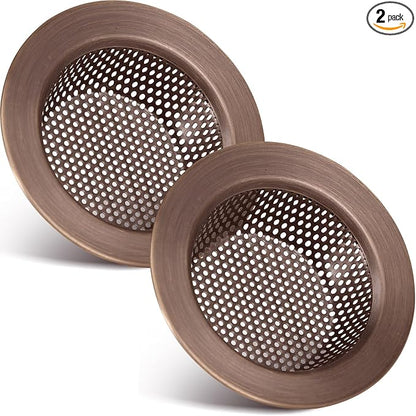 Retisee 2 Pcs Sink Strainer Stainless Steel Kitchen Sink Drain Strainer Basket Cover Mesh Hair Food Catcher, Large Wide Rim of 4.4 Diameter(Red Bronze)