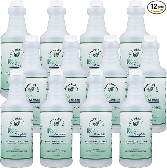 Pack Of 12| Naturetek Complete Multi-Surface Cleaner, Degreaser, and Deodorizer, All-Purpose Cleaning for Toilets, Bathtubs, Floors, and Walls, Fast Acting, No Scrubbing.