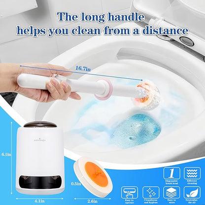 PeiTuShangJin Disposable Toilet Brush, Auto-Ejecting, Includes 24 Enhanced Refills (16 Ocean, 8 Natural), Plus 3 Air-Purifying Scent Rings (Ocean, Rose, Lemon) 360° Dead-Angle-Free Cleaning (40white)